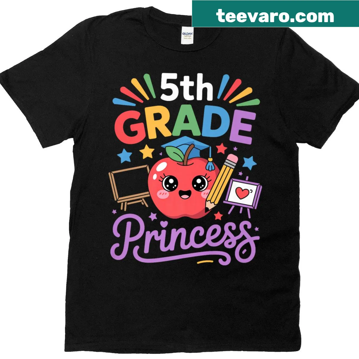 Funny T-shirt with '5th Grade Princess' design for kids — on a men's t-shirt