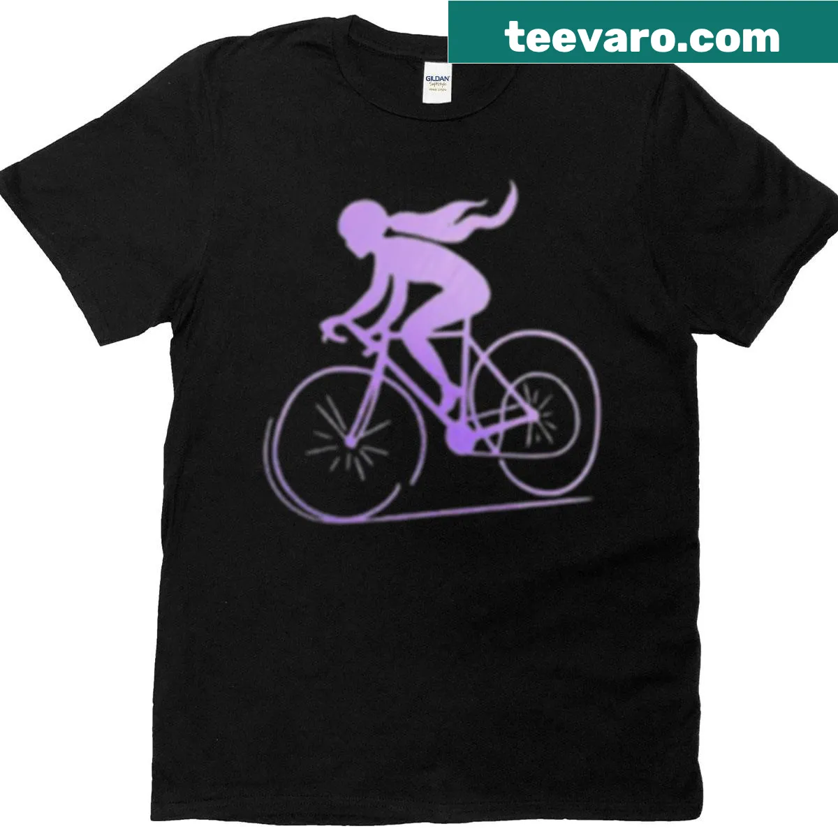 Illustration of a cheerful girl riding a bicycle on a t-shirt — on a men's t-shirt