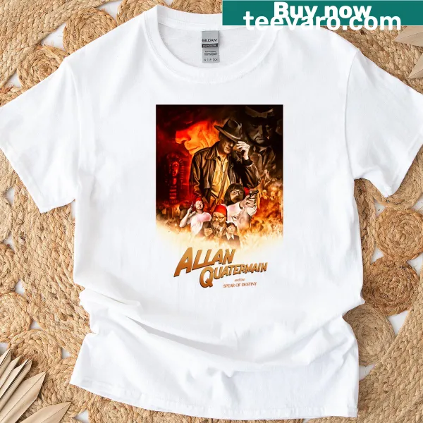 Adventure-themed t-shirt featuring Allan Quatermain and the Spear of Destiny.