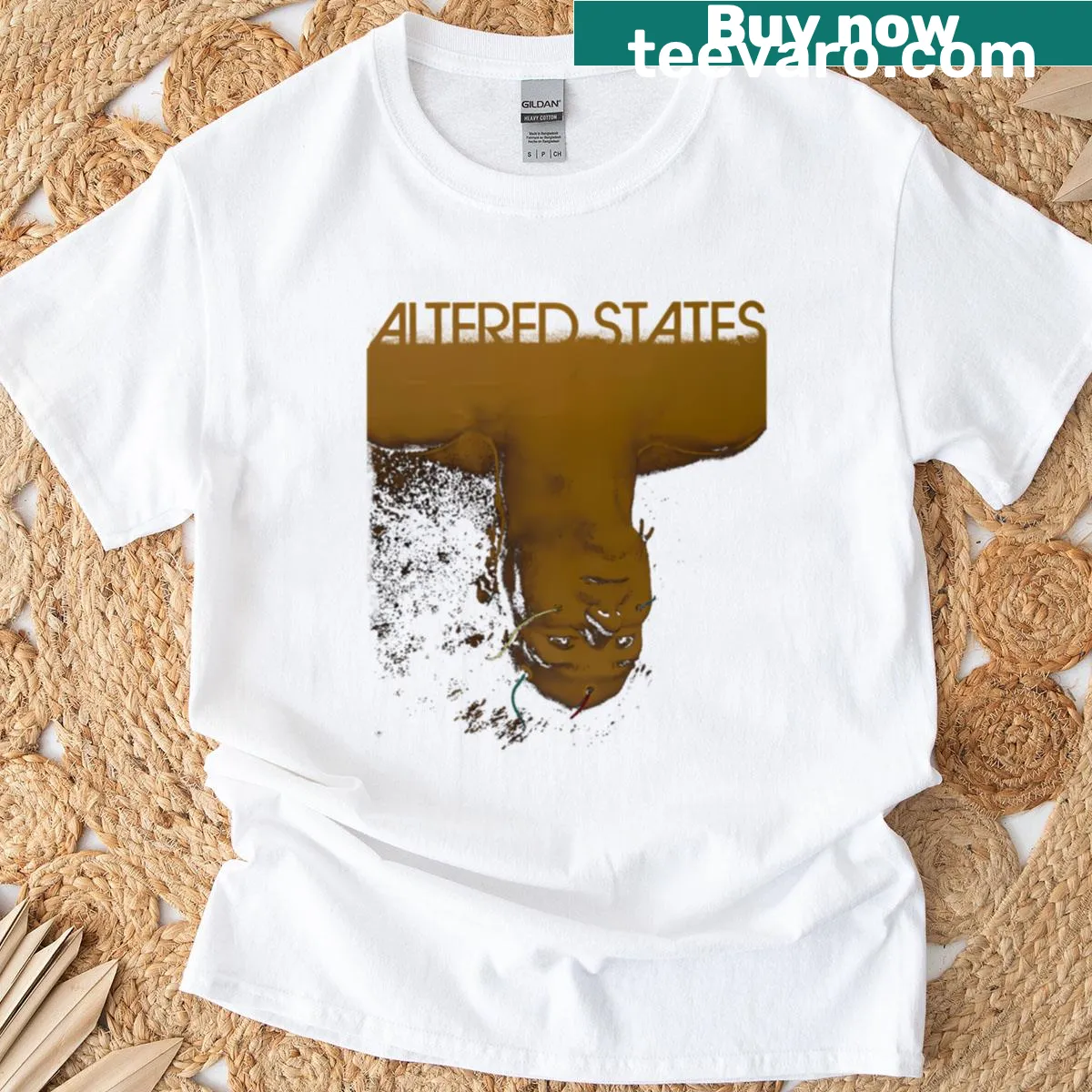 T-shirt featuring the phrase 'Altered States' in minimalist typography — on a men's t-shirt