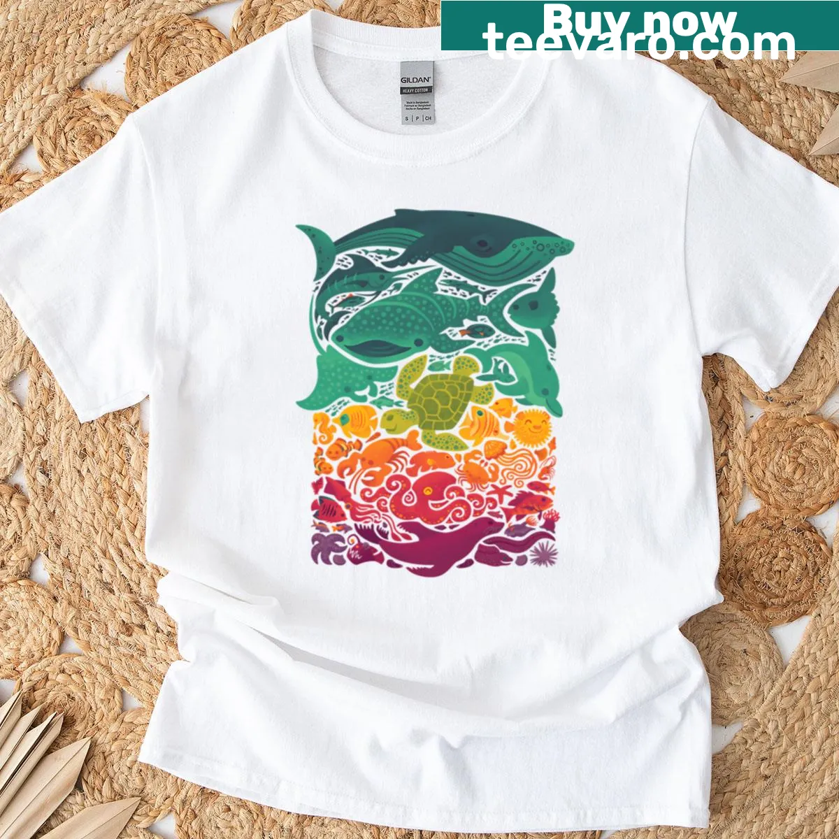 Abstract aquatic design t-shirt showcasing fluid water-inspired forms — on a men's t-shirt