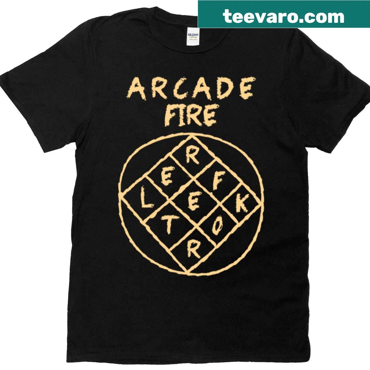 T-shirt featuring Arcade Fire Reflector design — on a men's t-shirt