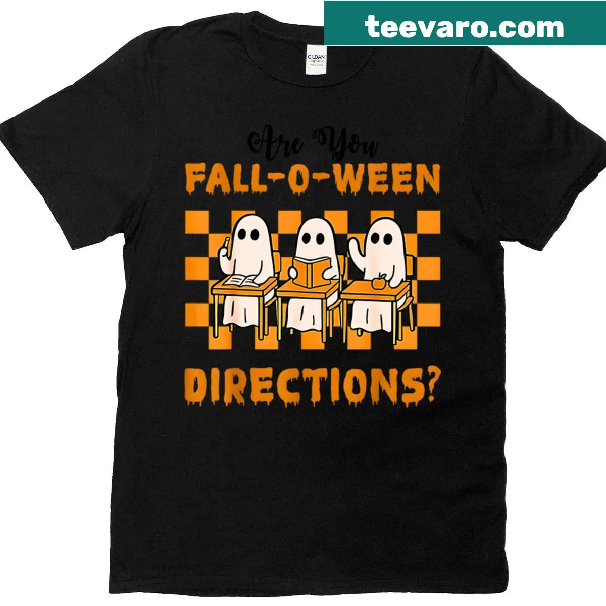 Cute Halloween t-shirt for teachers with playful text — on a men's t-shirt