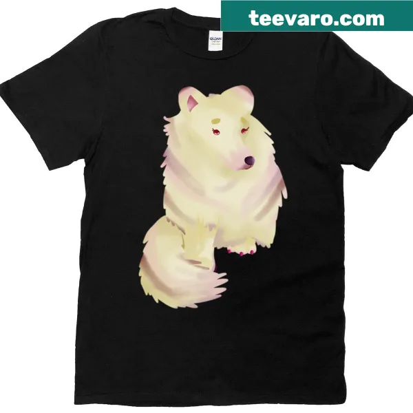 T-shirt with an Arctic fox and Aurora Borealis illustration