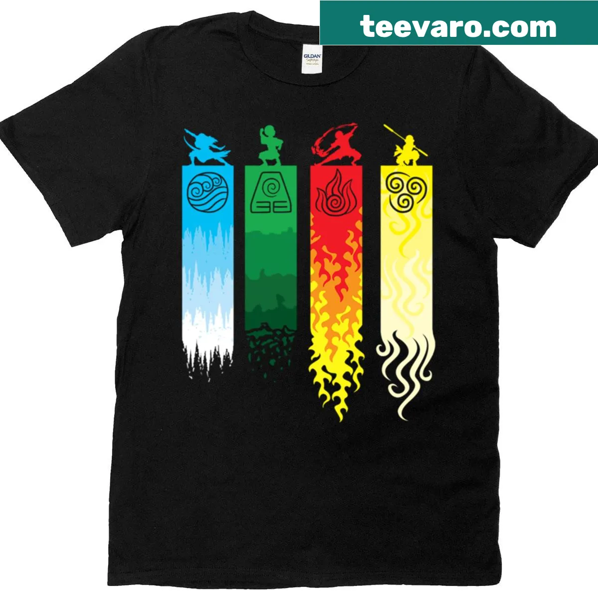 Silhouette design t-shirt featuring Avatar Elements Bender theme. — on a men's t-shirt