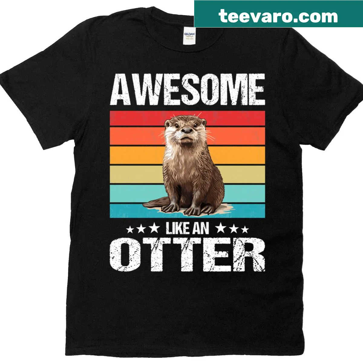 Cute otter graphic with the text 'Awesome Like An Otter' — on a men's t-shirt