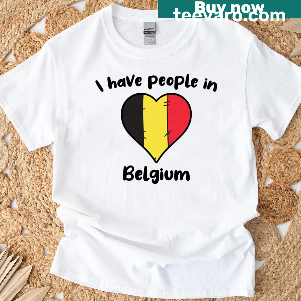 T-shirt with a heart design made of the Belgian flag — on a men's t-shirt