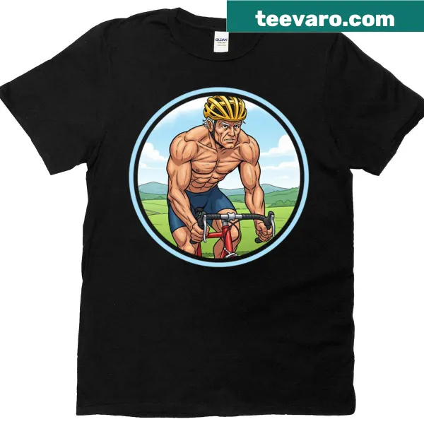 Bodybuilder dad cycling graphic t-shirt