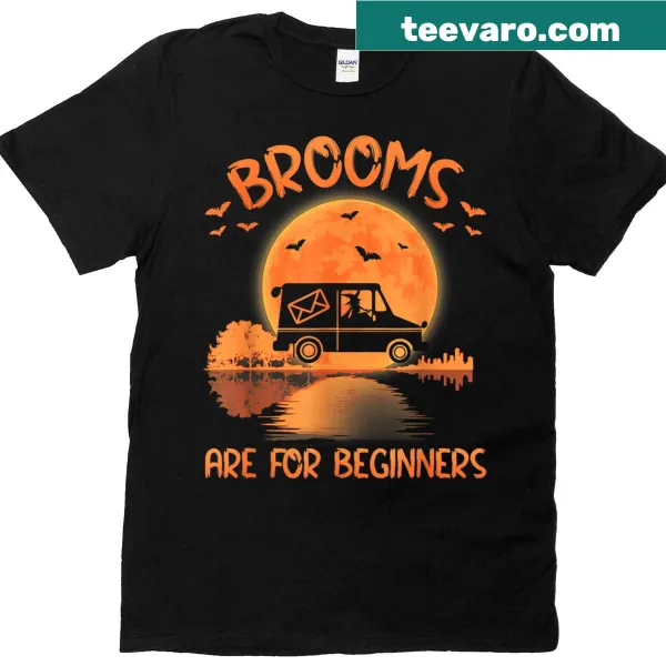 Funny Halloween shirt with broom graphic and text for postal workers