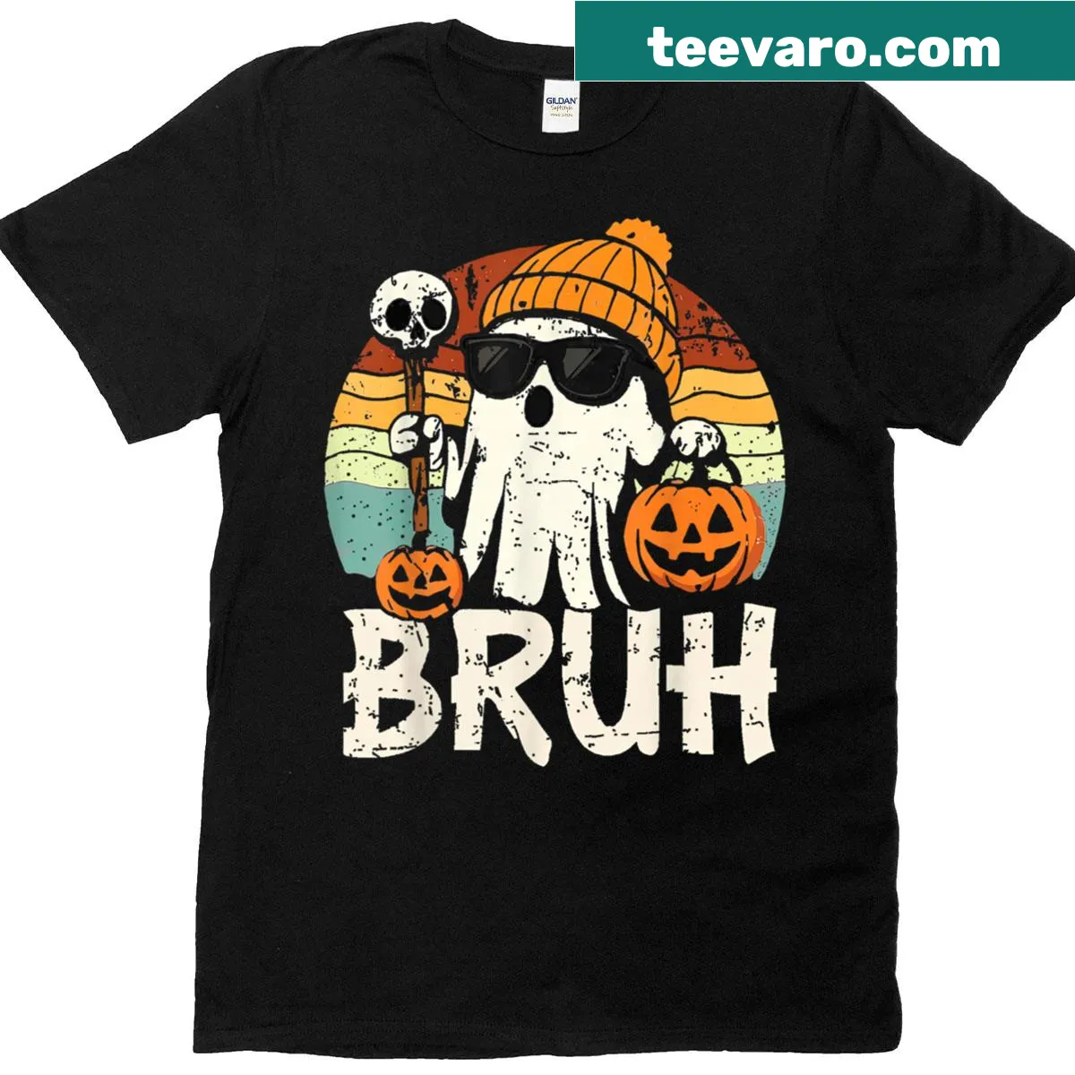 Cute cartoon ghost shirt for kids celebrating Halloween. — on a men's t-shirt