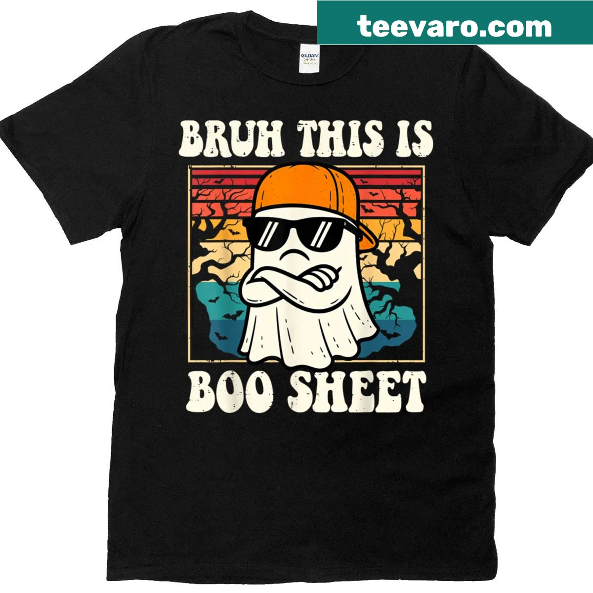 Funny Halloween shirt with ghost-themed humor text — on a men's t-shirt