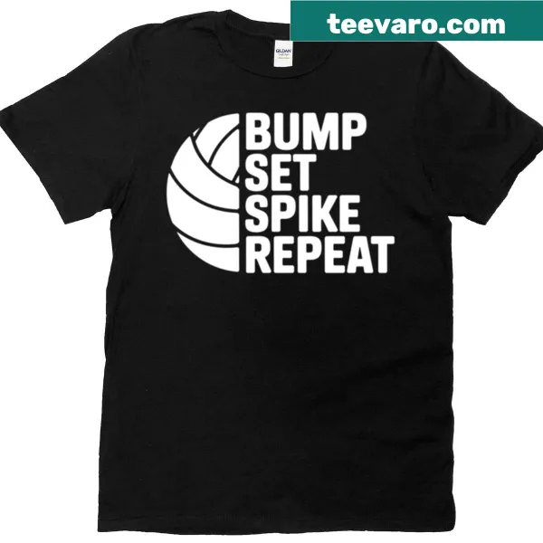Playful volleyball-themed Bump Set Spike Repeat t-shirt
