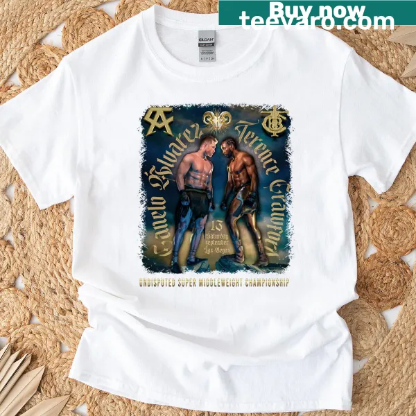 Graphic shirt featuring Canelo vs Crawford boxing fight illustration