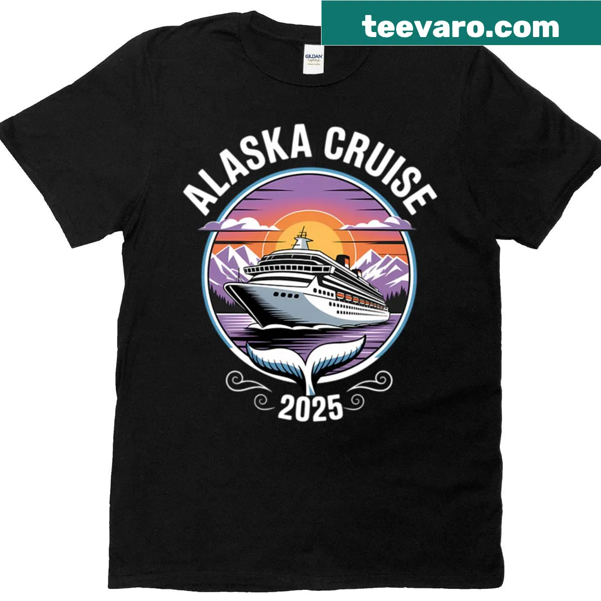 Alaska cruise shirt with whale graphic for 2025 trip — on a men's t-shirt