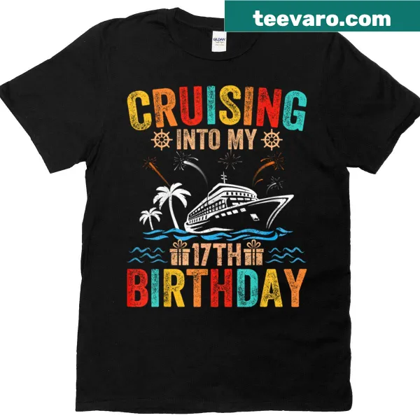 Fun birthday T-shirt celebrating turning 17 with playful text