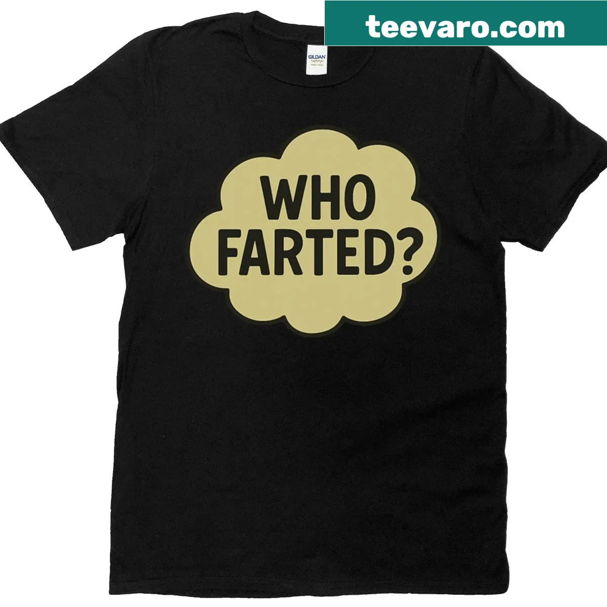 Funny graphic of the phrase 'Who Farted?' on a humorous T-shirt. — on a men's t-shirt