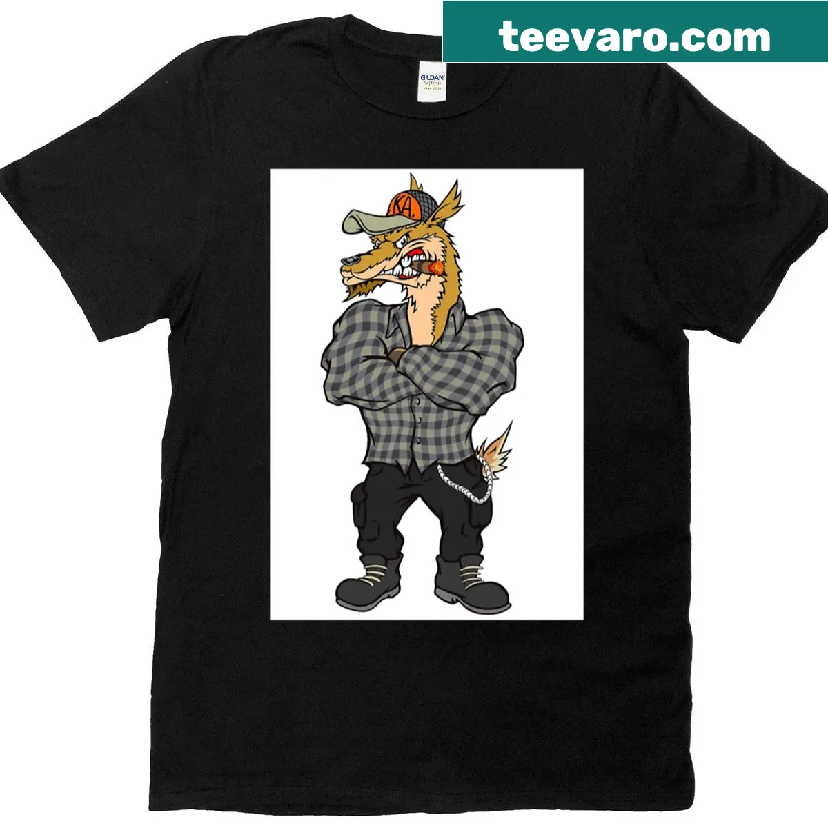 Unique motorcycle graphic T-shirt featuring a Guanaco — on a men's t-shirt