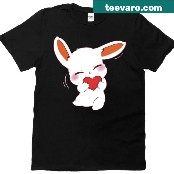 Cute T-shirt featuring a bunny holding a heart.