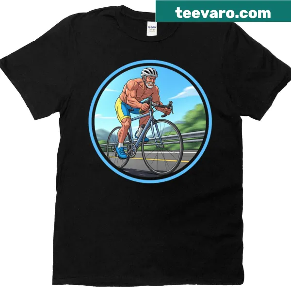Illustrative design of a muscular cyclist on a bike for dads
