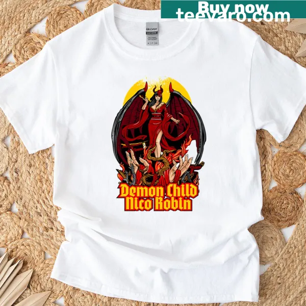 Edgy t-shirt featuring the illustration of demon child Nico Roben
