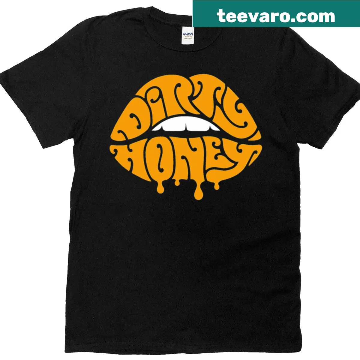 Vintage-style Dirty Honey rock band t-shirt with classic rock design — on a men's t-shirt