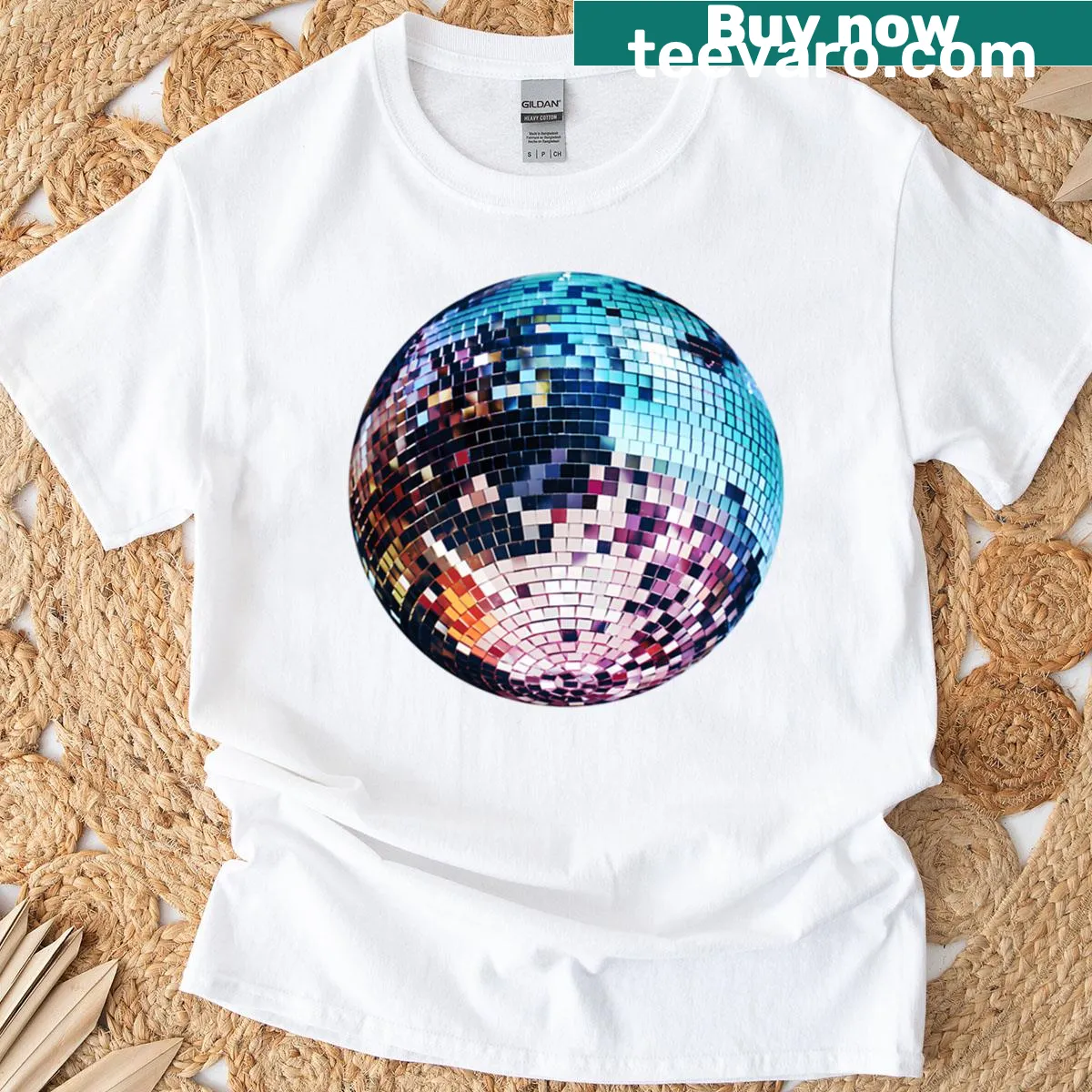 Disco ball illustration graphic on a playful t-shirt — on a men's t-shirt