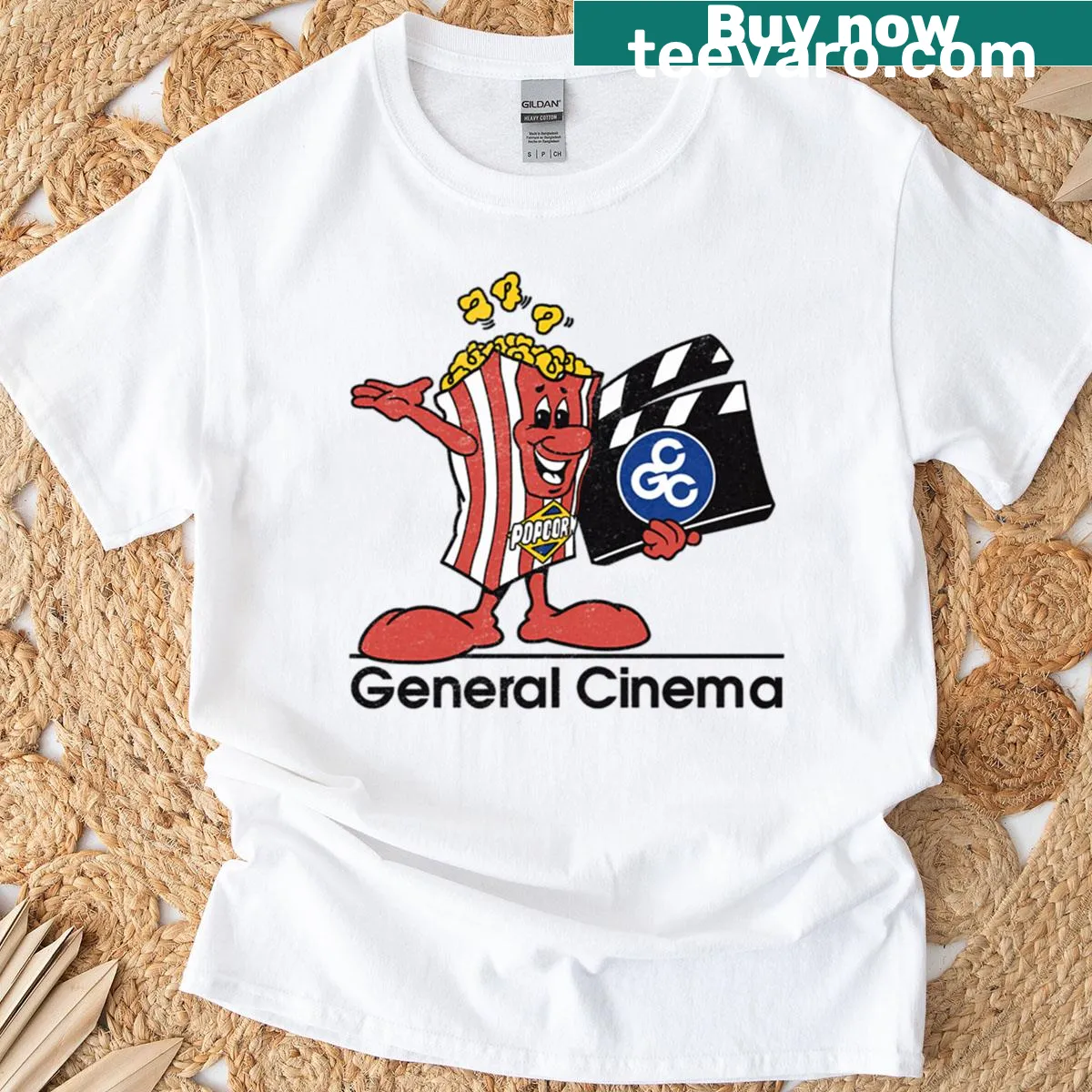 Distressed General Cinema logo on a t-shirt — on a men's t-shirt