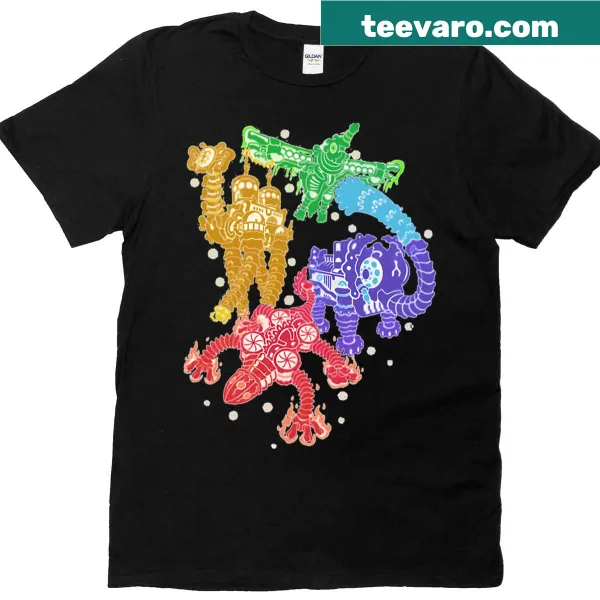 Illustration of mythical creatures on Divine Beasts t-shirt