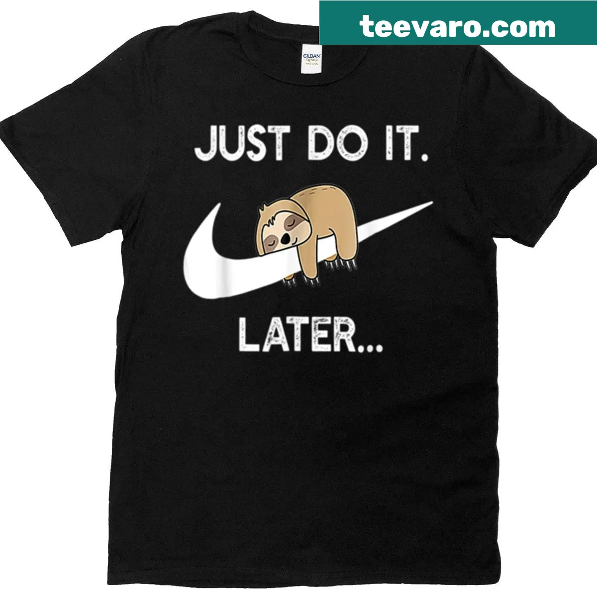 Cute T-shirt featuring a sleepy sloth with a humorous phrase — on a men's t-shirt