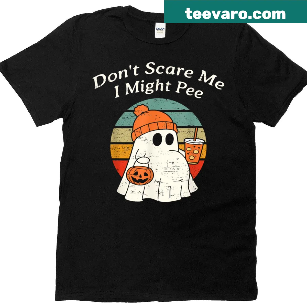 Funny pregnant ghost T-shirt with humorous text — on a men's t-shirt