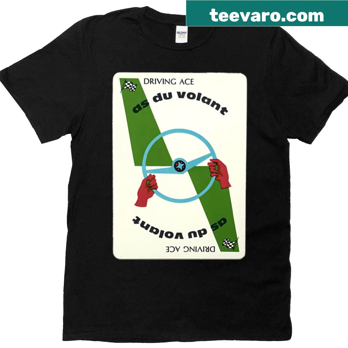 Funny t-shirt with 'Driving Ace' text design — on a men's t-shirt