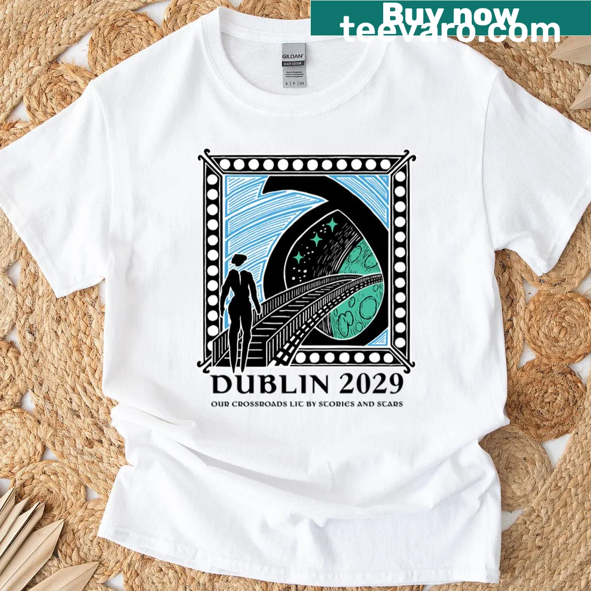 Black t-shirt featuring the Dublin2029 bid logo and writing — on a men's t-shirt