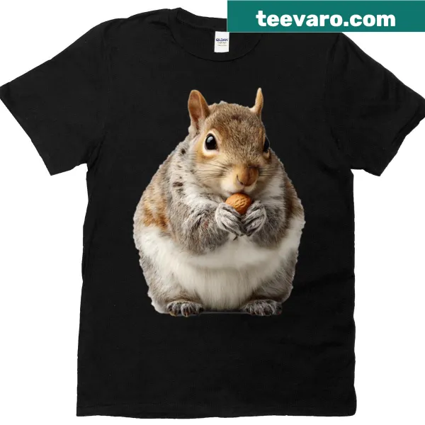 Cartoon image of a fat squirrel on a T-shirt