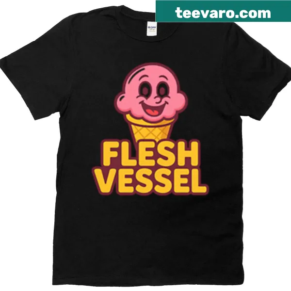 Haunting illustration on Flesh Vessel T-shirt designed for horror fans