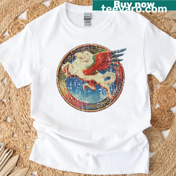 Retro t-shirt featuring a Pegasus in flight design