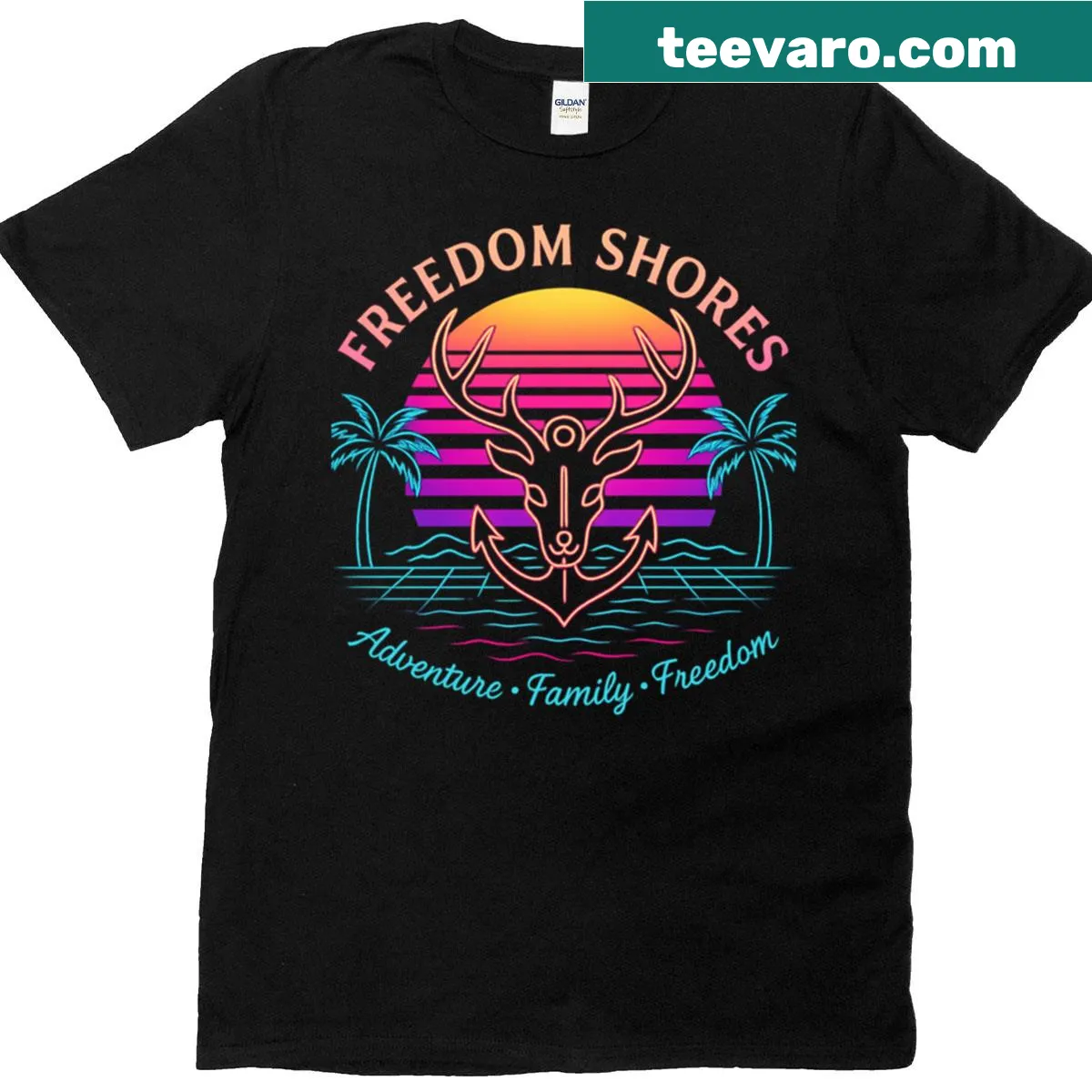 Stag illustration symbolizing freedom on t-shirt — on a men's t-shirt