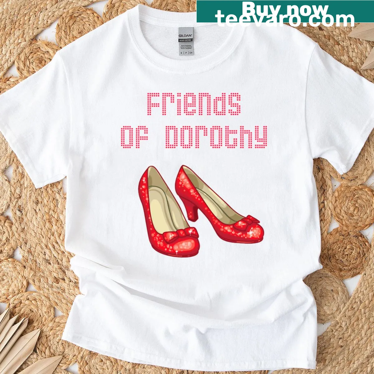 T-shirt with the phrase 'Friends Of Dorothy' for LGBTQ+ support. — on a men's t-shirt