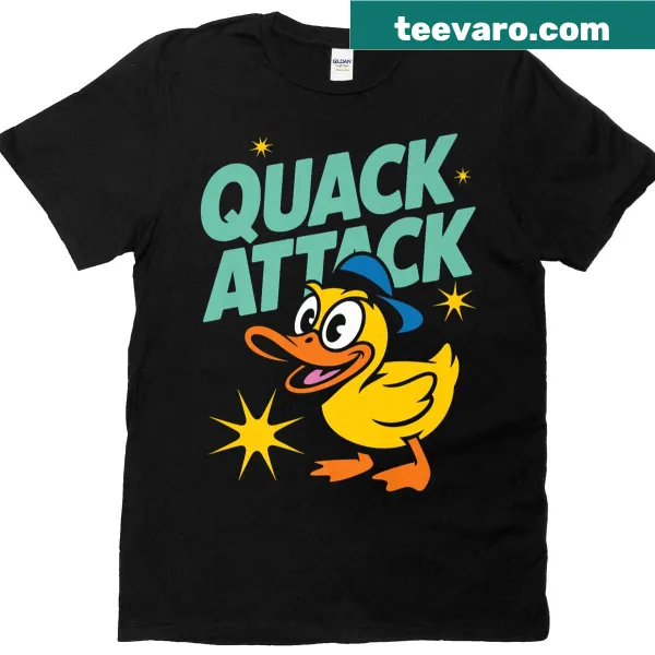 Retro comic-style graphic of a cartoon duck with a quack attack theme