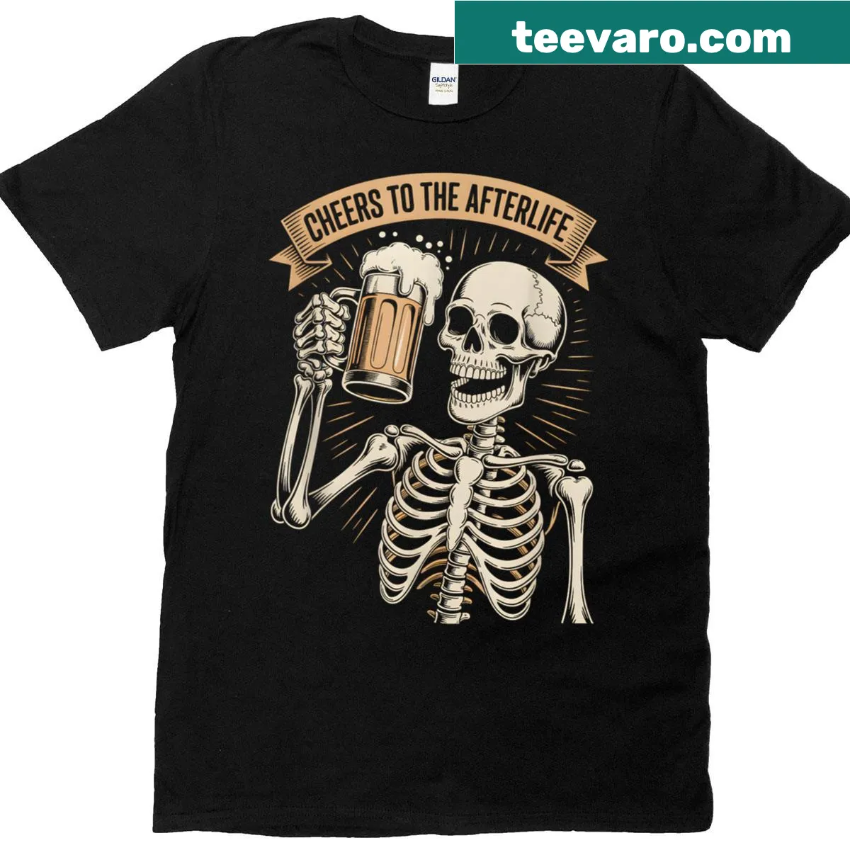 Party skeletons design for Halloween-themed t-shirt — on a men's t-shirt