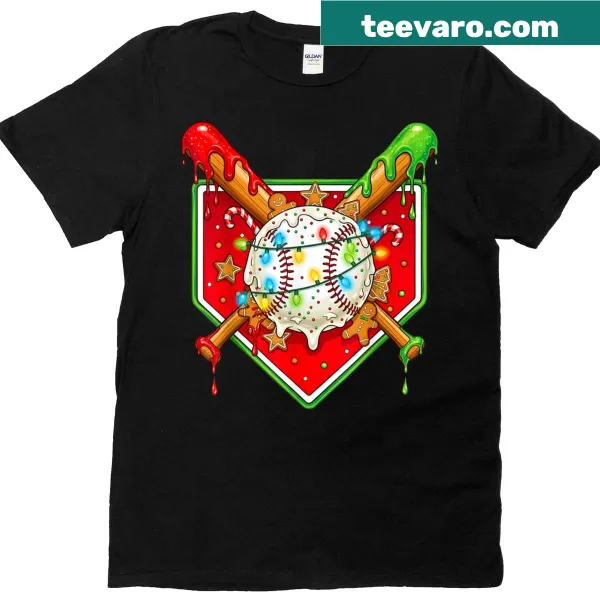 Funny Christmas T-shirt featuring baseball and ice cream design