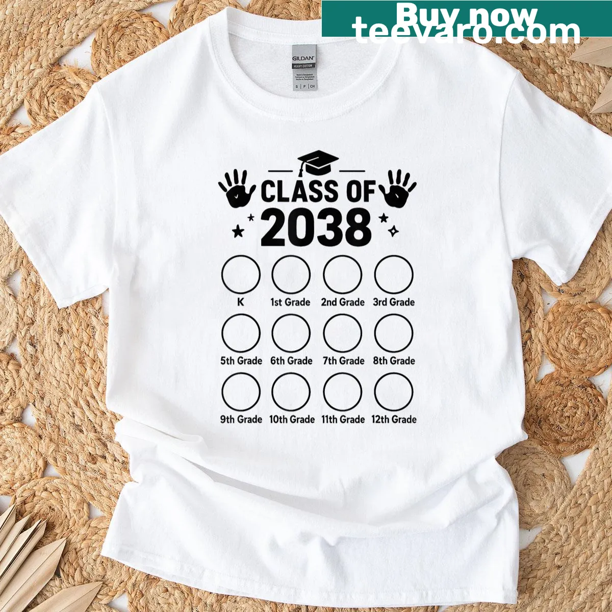Comical T-shirt for kids with 'Class of 2038' text — on a men's t-shirt