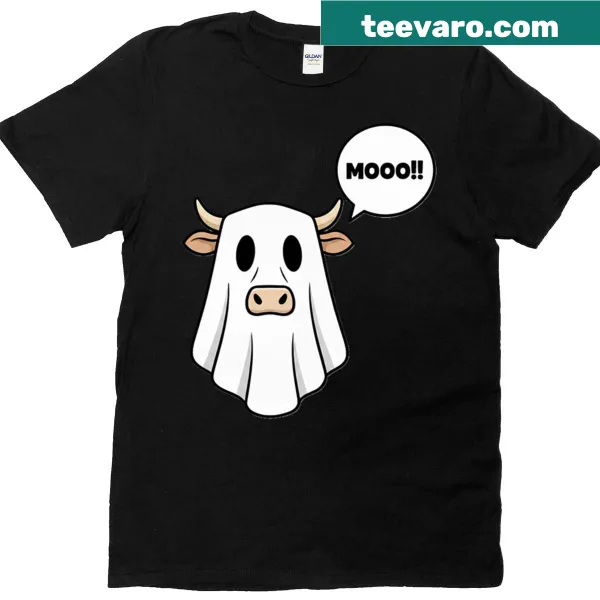 Humorous ghost cow graphic t-shirt for everyday wear.