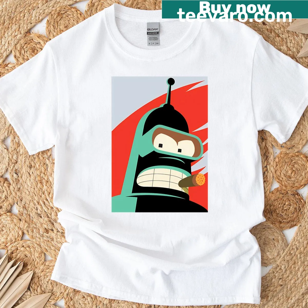 Artistic depiction of Bender from Futurama — on a men's t-shirt