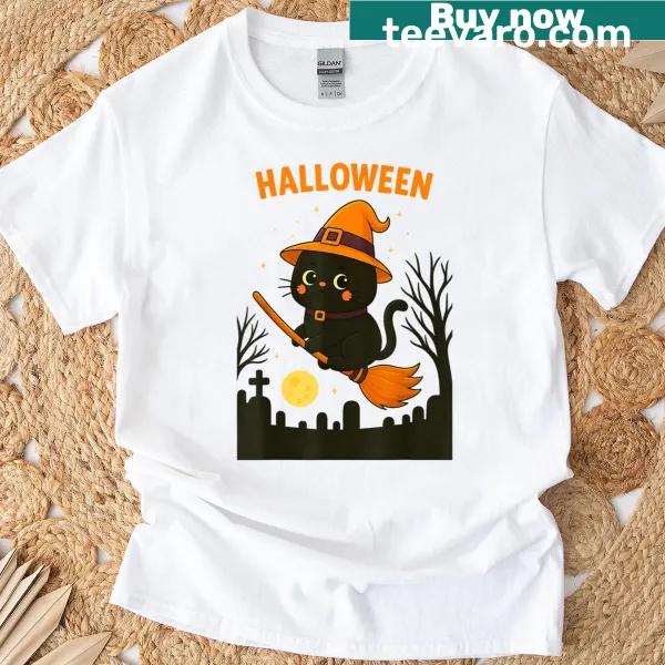 Playful shirt featuring a ghost kitten graphic and funny meme text