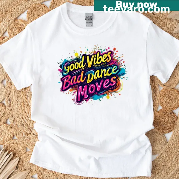 Typography t-shirt with 'Good Vibes' message