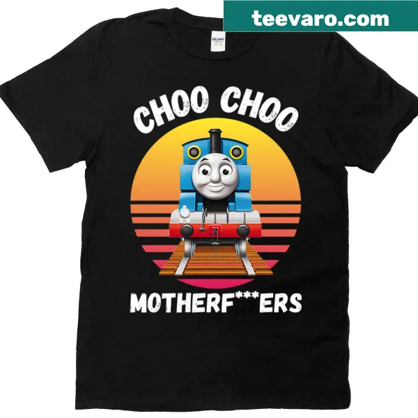 Illustration of Thomas the Tank Engine characters on a t-shirt