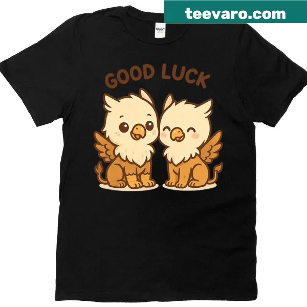 Illustrated t-shirt featuring a pair of griffins symbolizing good luck
