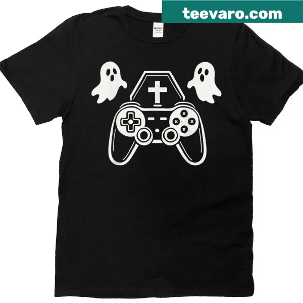 Cartoon skeleton gamer T-shirt for Halloween