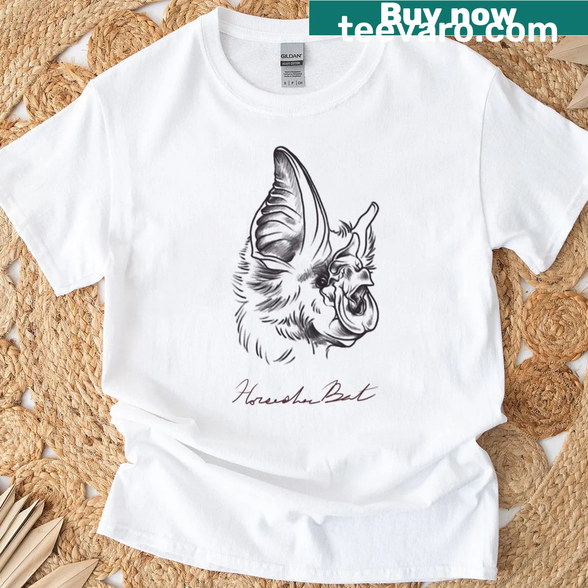Silhouette design honoring horseshoe bats on a T-shirt — on a men's t-shirt