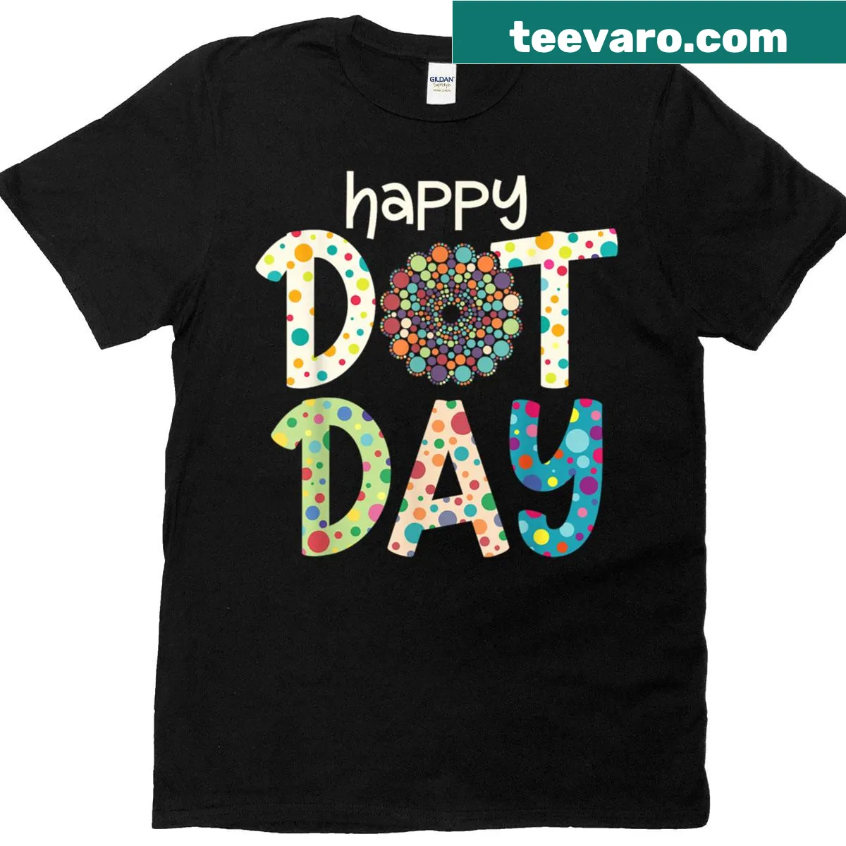 Polka dot T-shirt celebrating Dot Day with humorous text for kids — on a men's t-shirt